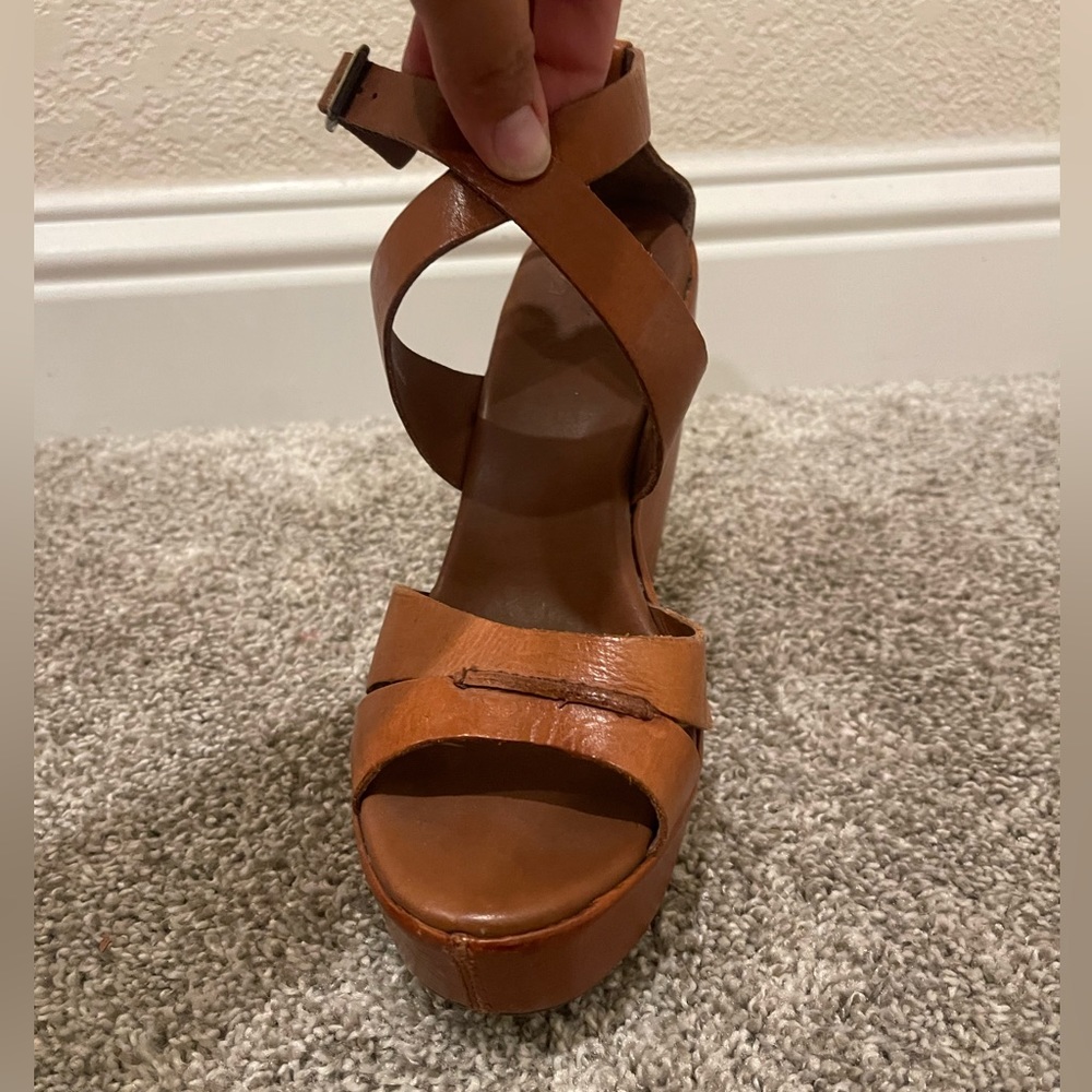 Brown Criss Cross Wedges
